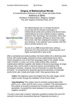 Origins of Mathematical Words Anthony lo Bello