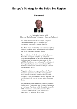 Europe`s Strategy for the Baltic Sea Region