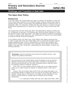 Primary and Secondary Sources Activity: The Open Door Policy