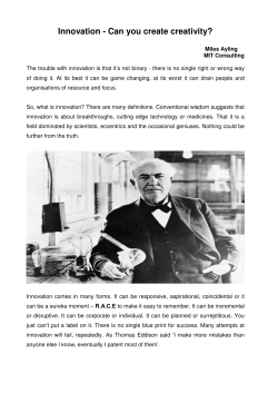 Innovation - Can you create creativity?