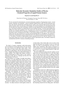 Molecular Dynamics Simulation Studies of Physico Chemical