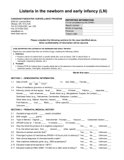 Questionnaire - Canadian Paediatric Surveillance Program