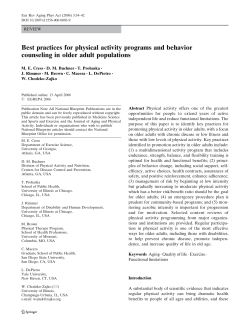 Best practices for physical activity programs and behavior