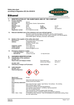 Ethanol Safety Data Sheet