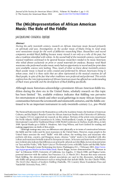 (Mis)Representation of African American Music: The Role of the Fiddle