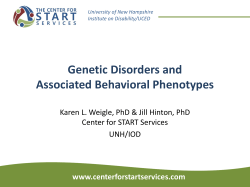 Genetic Disorders and Associated Behavioral Phenotypes