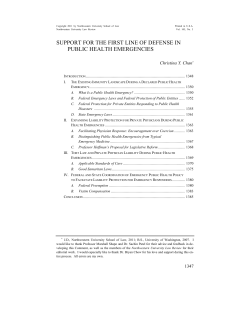 Support for the First Line of Defense in Public Health Emergencies