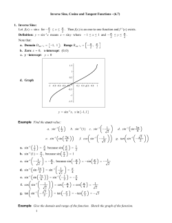 Inverse Sine, Cosine and Tangent Functions
