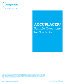 Accuplacer Sample Questions - Placement Center