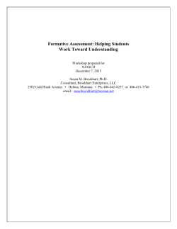 Formative Assessment: Helping Students Work Toward