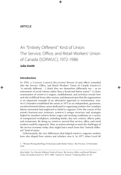 The Service, Office, and Retail Workers` Union of Canada (SORWUC)