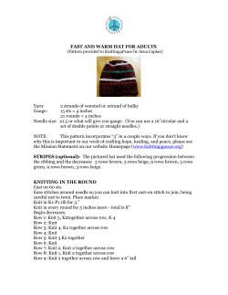 FAST AND WARM HAT FOR ADULTS Yarn: 2 strands of worsted or