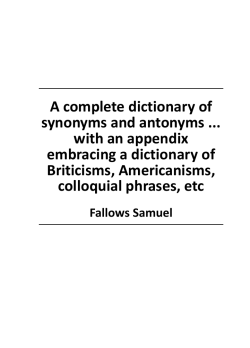 A complete dictionary of synonyms and antonyms - My-Shop