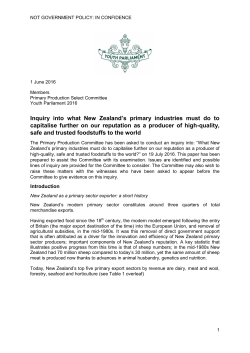 Inquiry into what New Zealand`s primary industries must do to