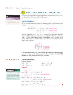 5.3 MULTIPLICATION OF BINOMIALS