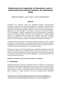 Determining the magnitude of transaction costs in construction