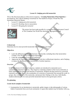 Lesson #1: Judging powerful memorials