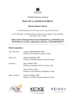Ph.D VIVA ANNOUNCEMENT