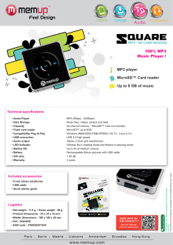 MP3 player MicroSD&trade; Card reader Up to 8 GB of music 100% MP3