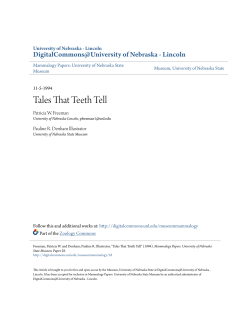 Tales That Teeth Tell - DigitalCommons@University of Nebraska