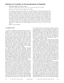 Influence of a humidor on the aerodynamics of baseballs