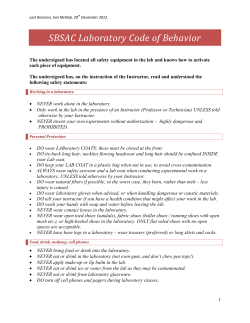 SSA001:Lab Code of Behaviour / Lab Safety