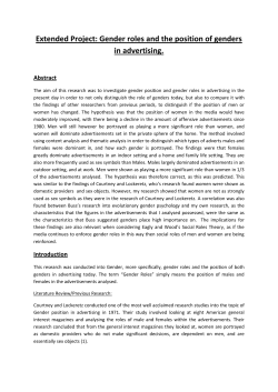 Extended Project: Gender roles and the position of genders in