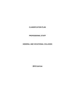 CLASSIFICATION PLAN PROFESSIONAL STAFF GENERAL AND