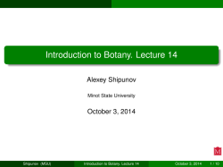 Introduction to Botany. Lecture 14