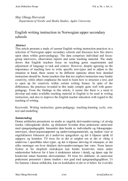 English writing instruction in Norwegian upper secondary schools