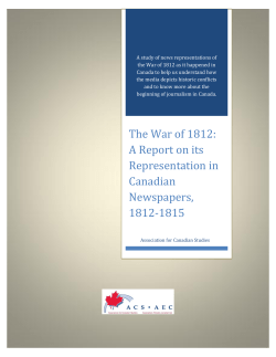 The War of 1812: A Report on its Representation in Canadian