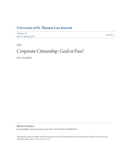 Corporate Citizenship: Goal or Fear?