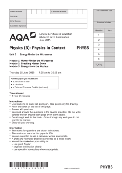 A-level Physics B Question paper Unit 05 - Energy Under the