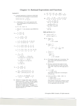 Chapter 11: Rational Expressions and Functions