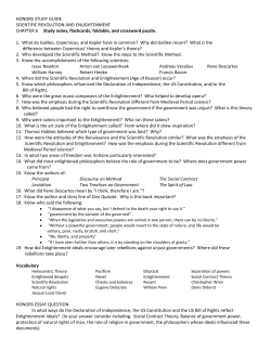 HONORS STUDY GUIDE SCIENTIFIC REVOLUTION AND