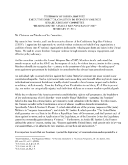 TESTIMONY OF JOSHUA HORWITZ - Coalition to Stop Gun Violence