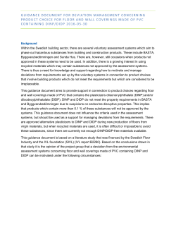 Guidance document for deviation management