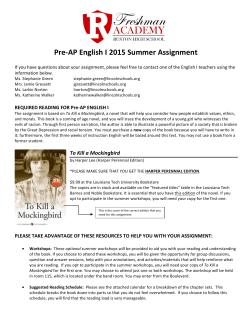 Pre-‐AP English I 2015 Summer Assignment