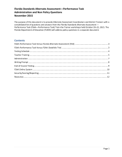 FSAA Performance Task Administration and Non Policy Questions