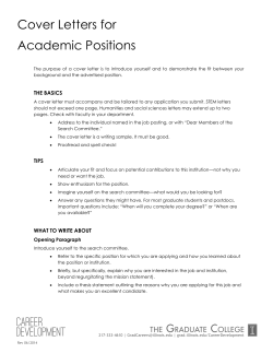 Cover Letters for Academic Positions - University of Illinois Graduate