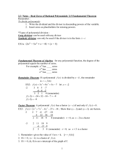 1 2.3 Notes &ndash; Real Zeros of Rational Polynomials/ 2.5 Fundamental