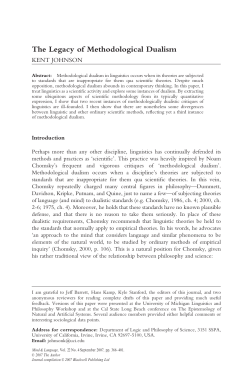 The Legacy of Methodological Dualism