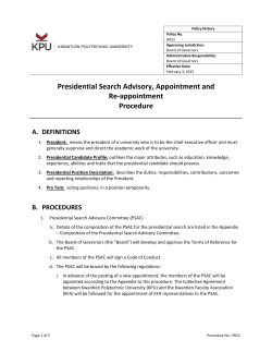 Presidential Search Advisory, Appointment and Re
