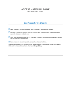 Easy Access Switch Checklist