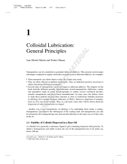Colloidal Lubrication: General Principles