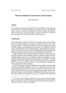 Phonetic Adaptation of Loanwords in Cypriot Turkish - EMU I-REP
