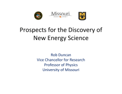 Prospects for the Discovery of New Energy Science
