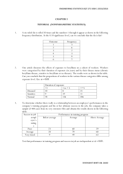 CHAPTER 5 TUTORIAL (NONPARAMETRIC STATISTICS) 1. A six