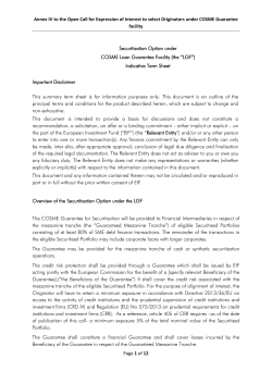 Annex IV Securitisation Option Term Sheet