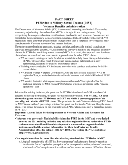 FACT SHEET PTSD due to Military Sexual Trauma (MST) Veterans